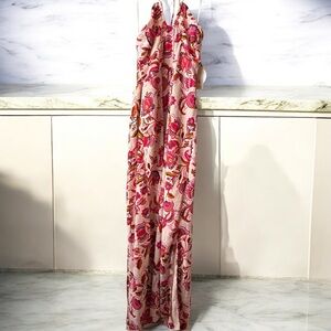Sincerely Jules Resort Halter Maxi Dress in Pink and Orange
